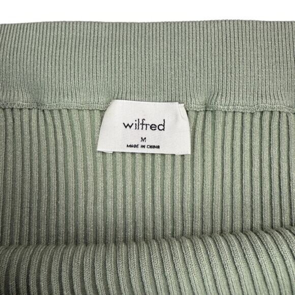 NWT WILFRED Aritzia Reso High Waisted Knit Mini Skirt Size Medium Sage Green - Picture 6 of 8